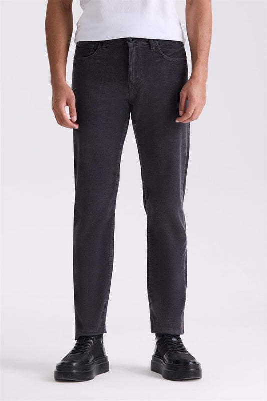 Regular Fit Lycra Velvet Trousers with Grey Cotton