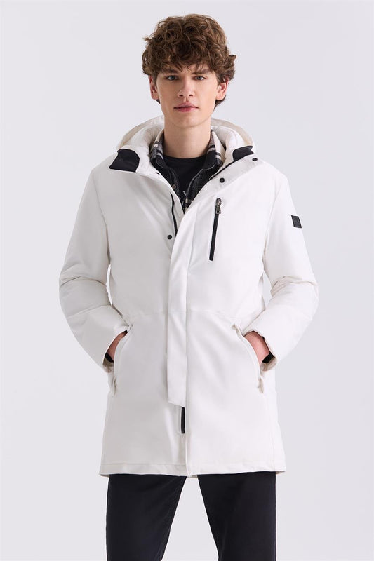 Stone Comfort Fit Hooded Concealed Zippered Winter Jacket