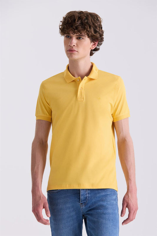 Yellow Slim Fit Polo Collar T Shirt