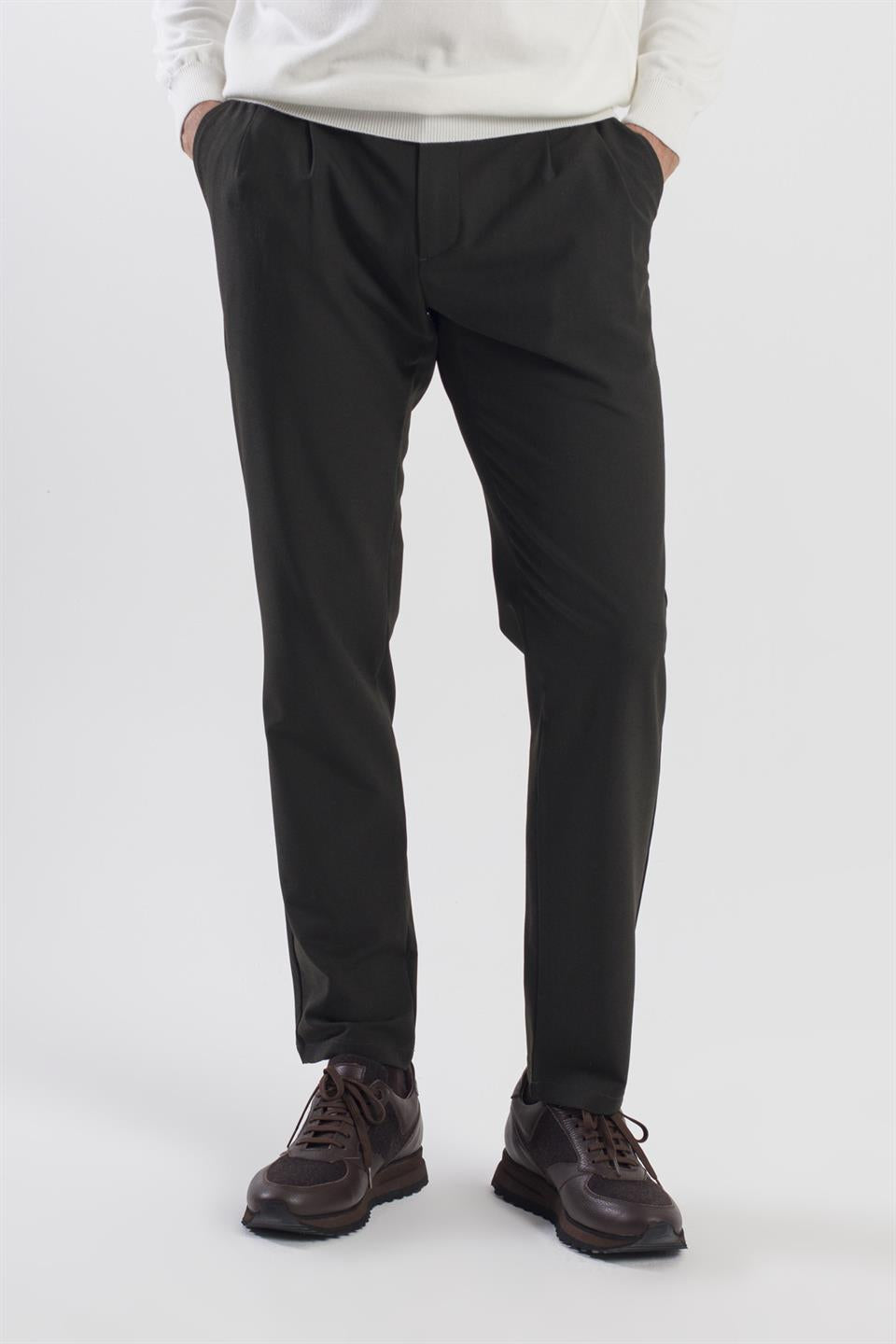 Black Comfort Fit Double Pocket Covered Pile Side Pocket Trousers