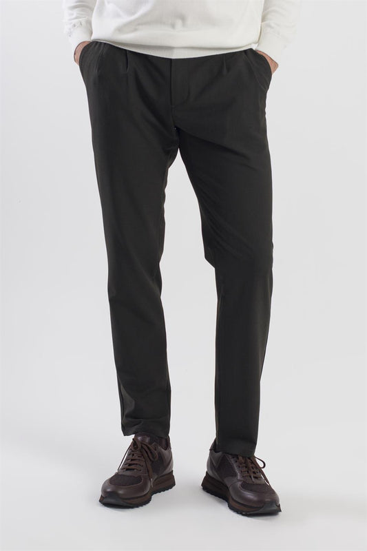 Black Comfort Fit Double Pocket Covered Pile Side Pocket Trousers