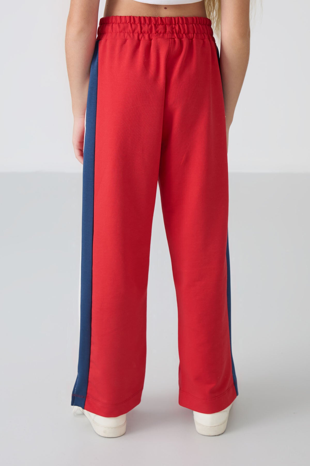 Open Red Slit Detailed Pocket Wide Leg Girls' Tracksuit Bottom - 75141