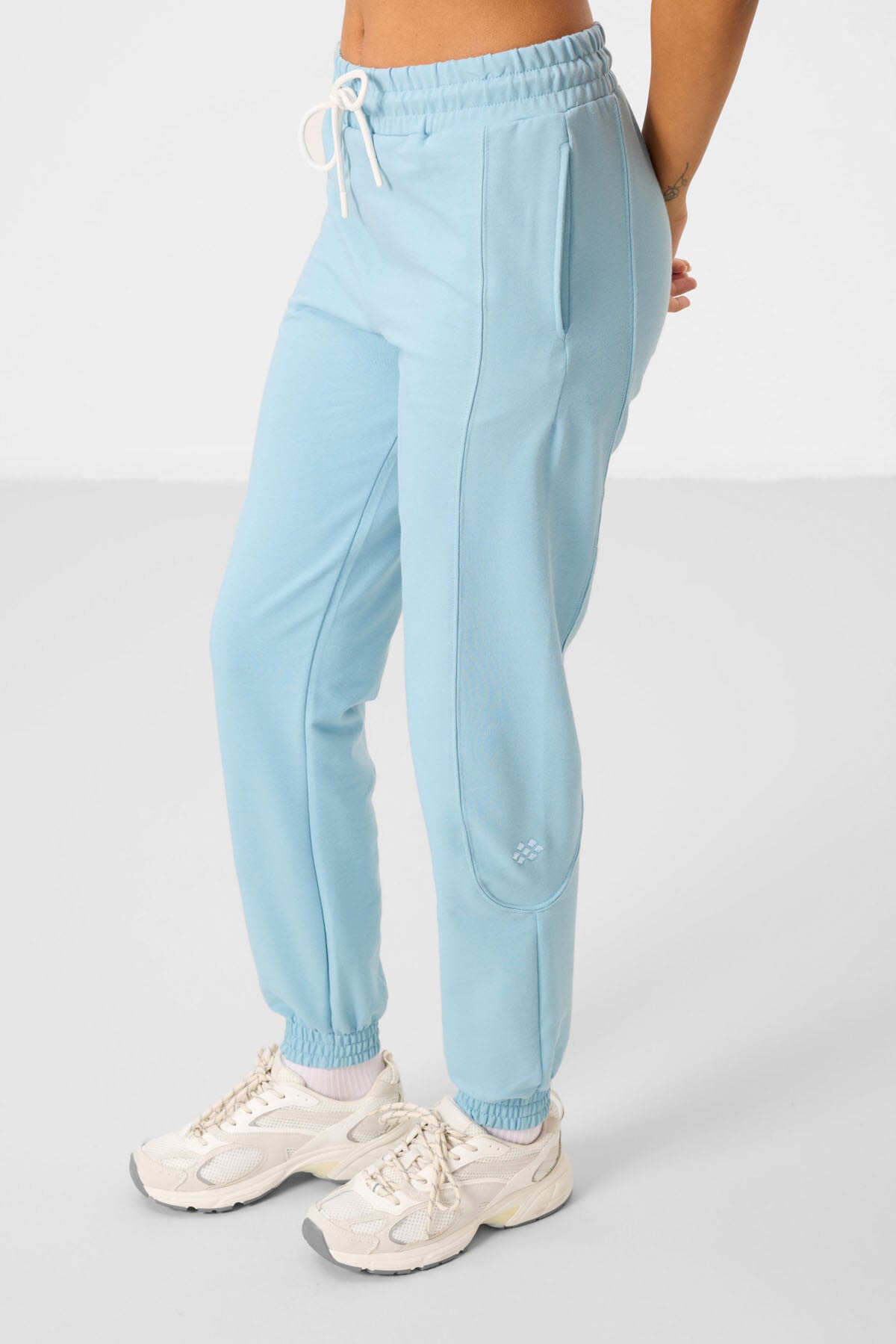 Light Blue O Collar Basic Oversize Women's Tracksuit Tunic Set - 95347