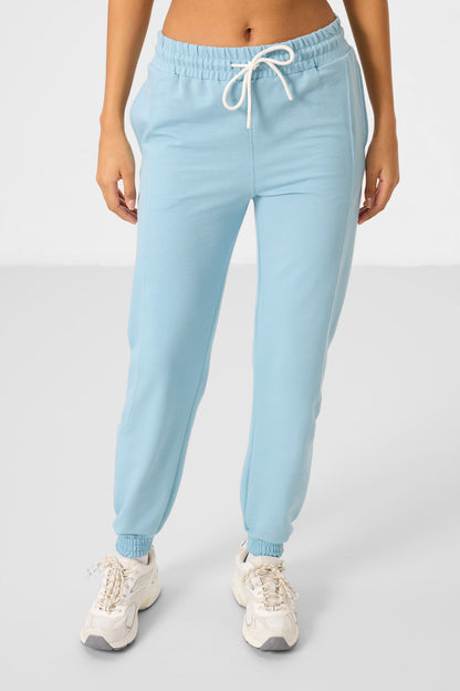 Light Blue O Collar Basic Oversize Women's Tracksuit Tunic Set - 95347