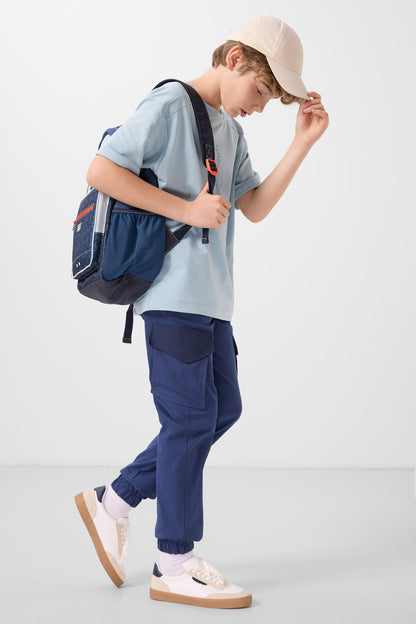 Light blue cotton soft woven oversize printed T-Shirt - 11301