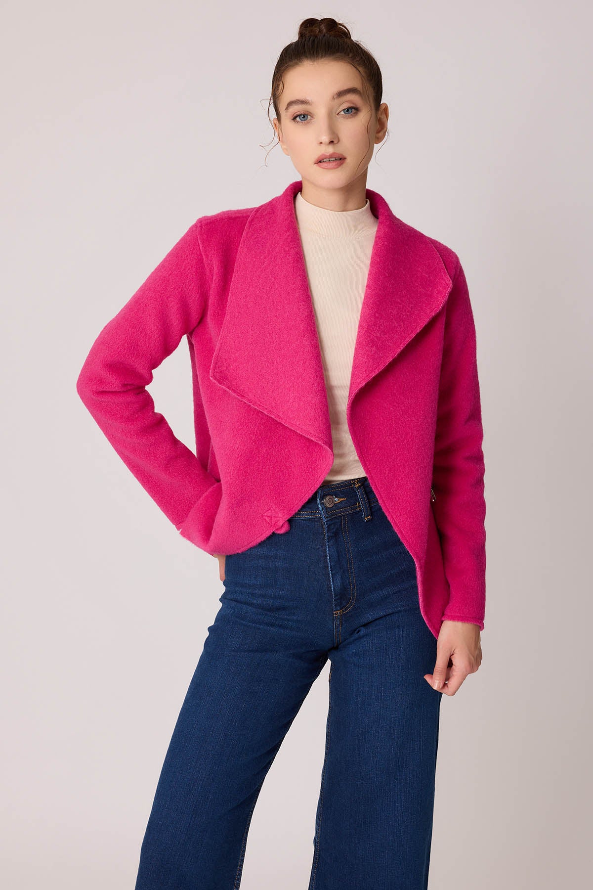ASYMMETRIC JACKET WITH BUCKLE BINDING