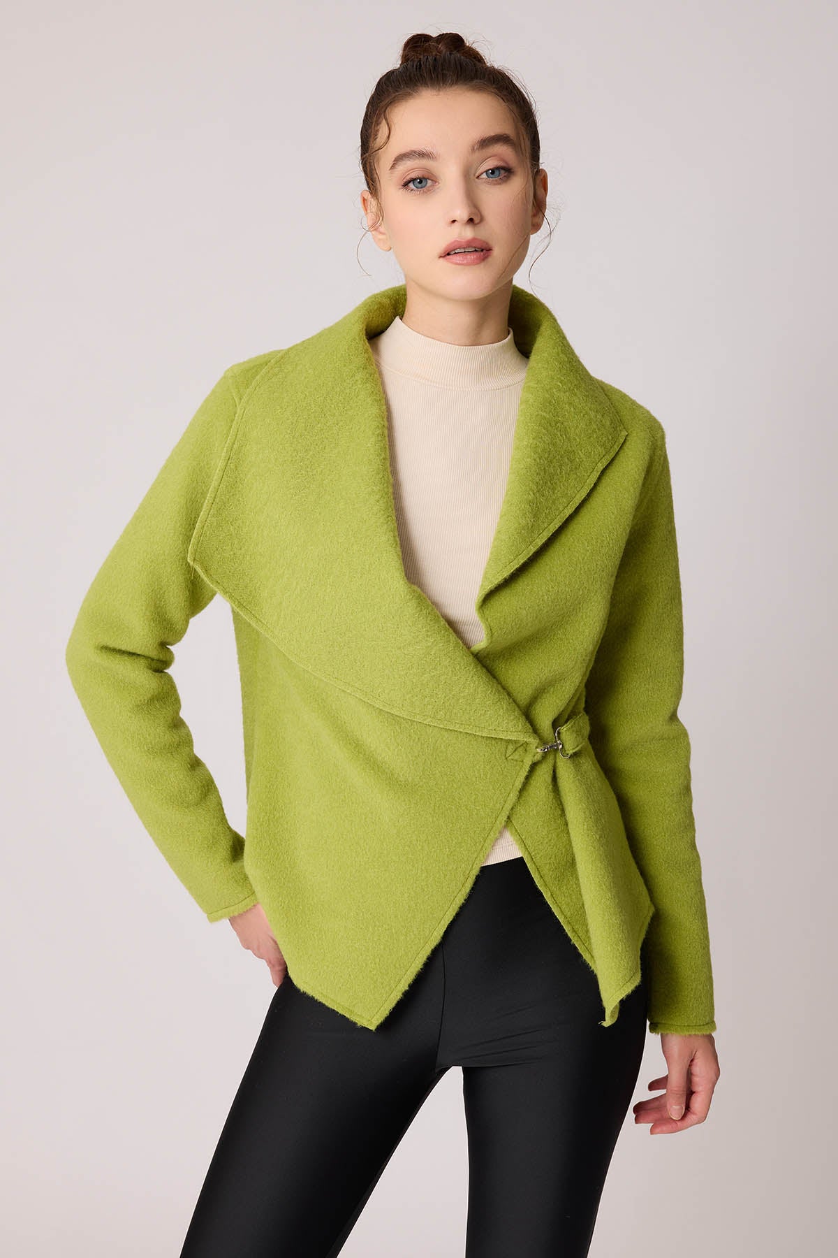 ASYMMETRIC JACKET WITH BUCKLE BINDING