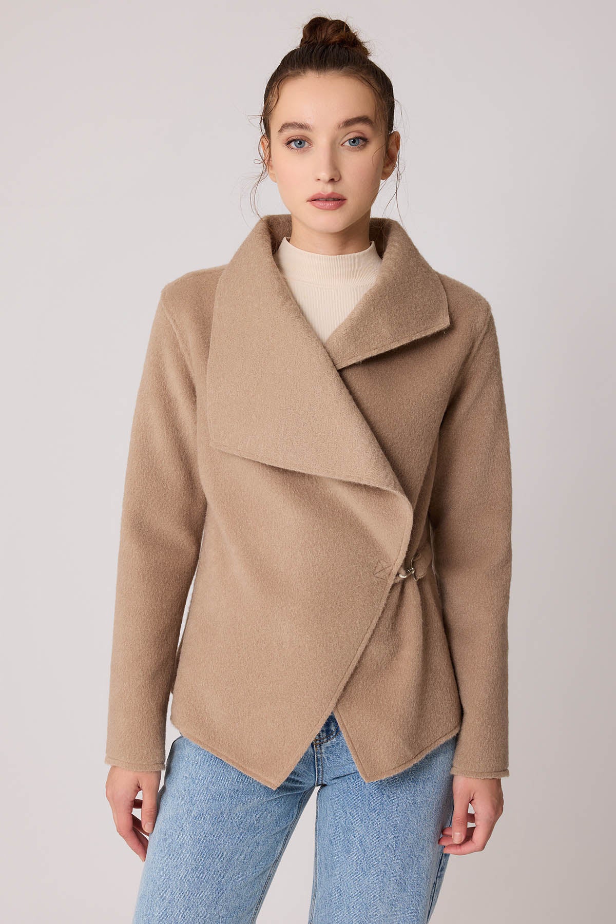 ASYMMETRIC JACKET WITH BUCKLE BINDING