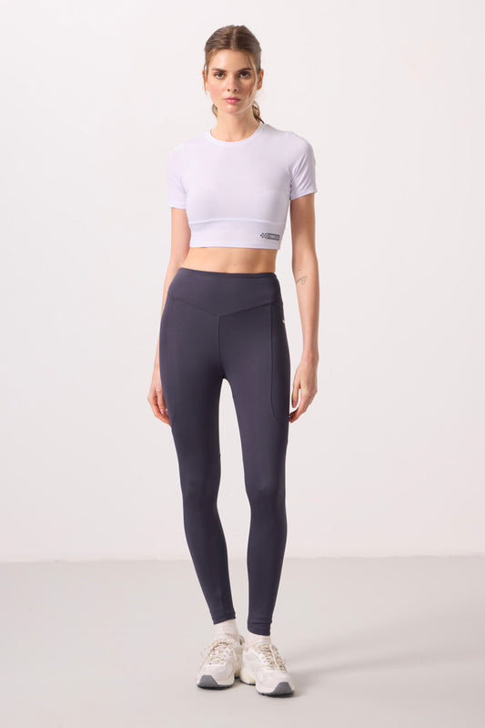 Anthracite Polyester Standard Fit Flexible Performance Women's Tights - 94666