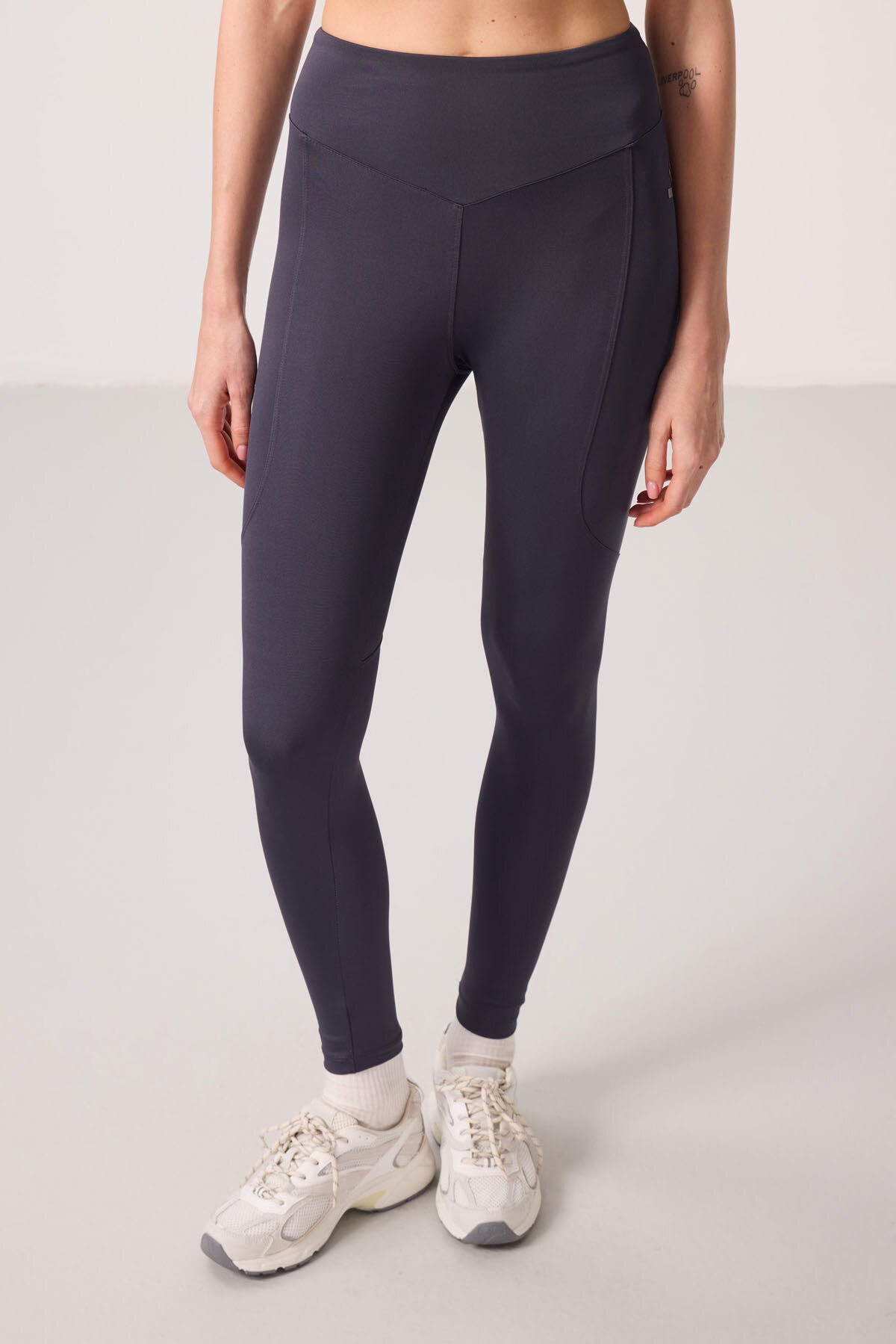 Anthracite Polyester Standard Fit Flexible Performance Women's Tights - 94666