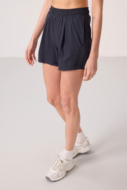 Anthracite Polyester Hidden Pocket Zippered Comfort Fit Women's Shorts - 91014