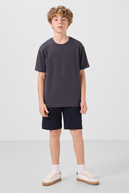 Anthracite cotton soft fabric oversize printed boys T-Shirt - 11301