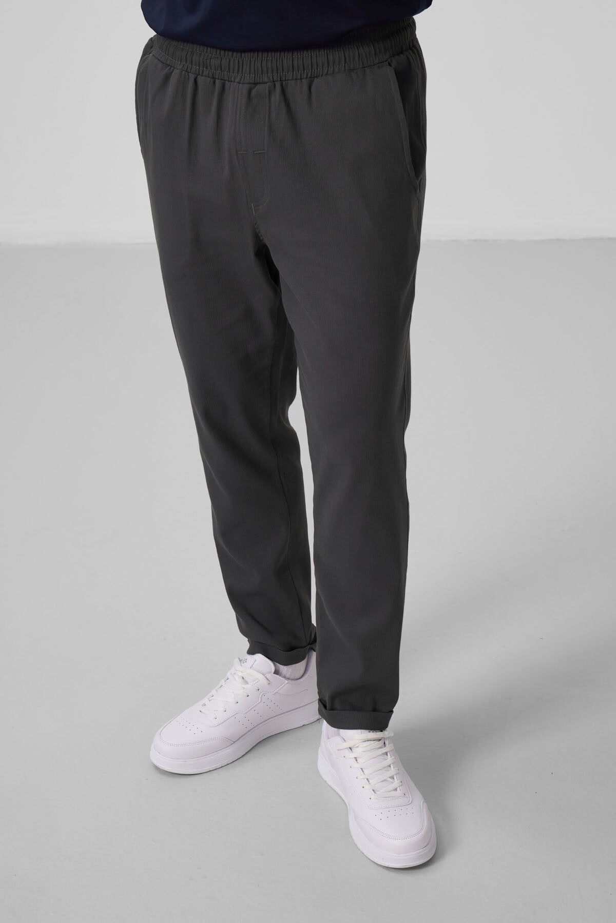 Anthracite Standard Fit Woven Lightly Stretchable Chino Men's Trousers - 82175