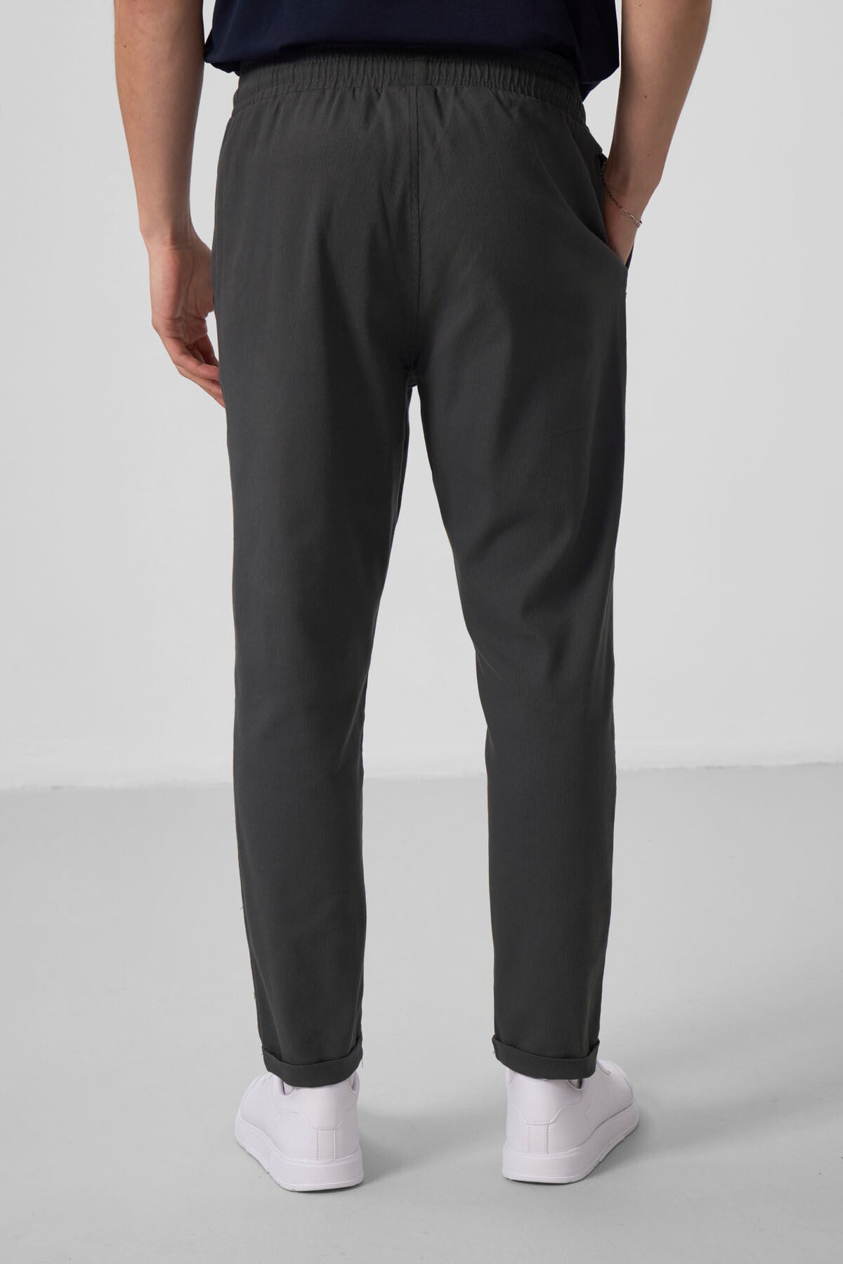 Anthracite Standard Fit Woven Lightly Stretchable Chino Men's Trousers - 82175