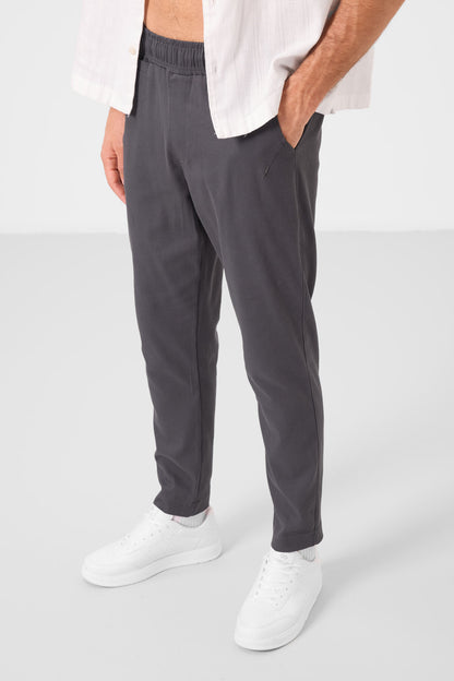 Anthracite Standard Fit Weaving Lightweight Flexible Chino Trousers - 82177