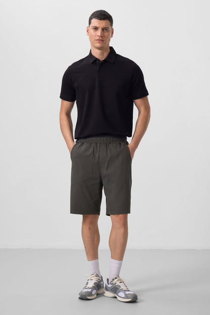 Anthracite Standard Fit Woven Lightly Stretch Men's Chino Shorts - 81290