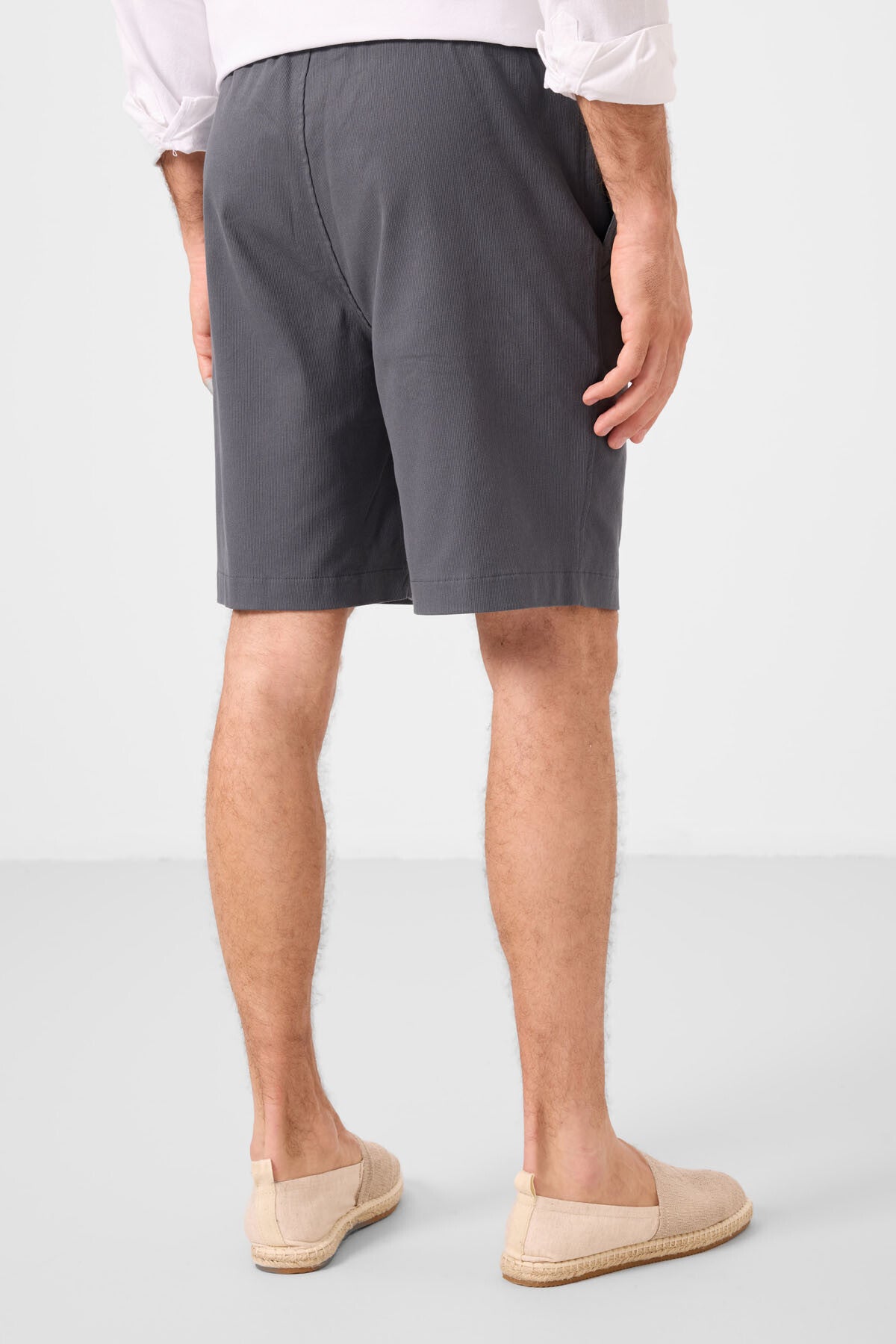 Anthracite Standard Fit Weaving Lightweight Flexible Chino Shorts - 81289