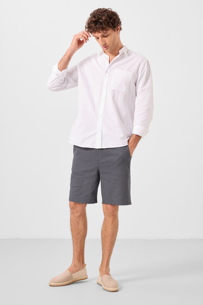 Anthracite Standard Fit Weaving Lightweight Flexible Chino Shorts - 81289