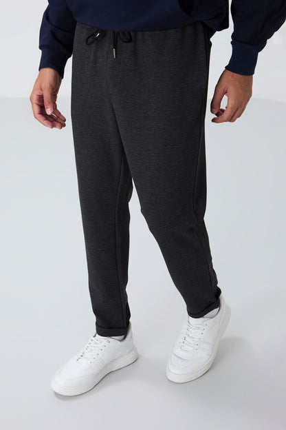 Anthracite Melange Textured Surface Standard Fit Men's Tracksuit Bottom - 82154