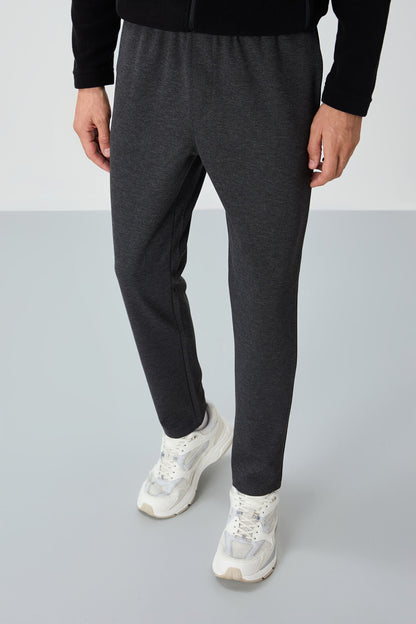 Anthracite Melange Textured Surface Standard Fit Men's Tracksuit Bottom - 82155