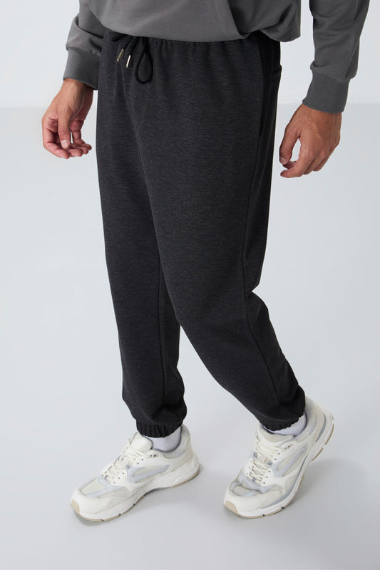 Anthracite Melange Textured Surface Standard Fit Men's Tracksuit Bottom - 82156