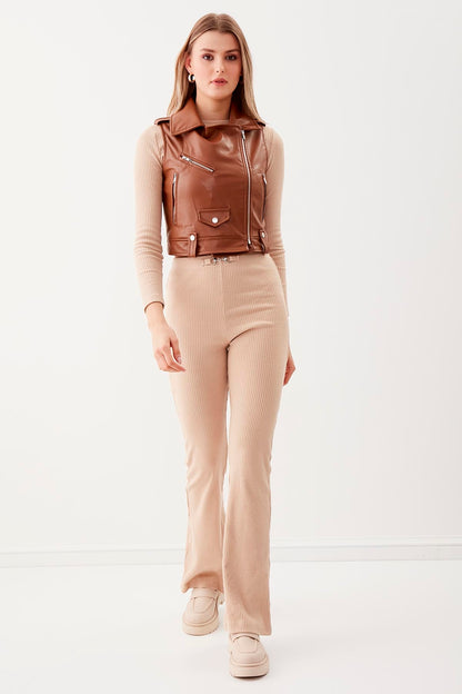 ZIPPERED LEATHER VEST