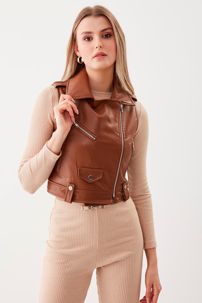 ZIPPERED LEATHER VEST