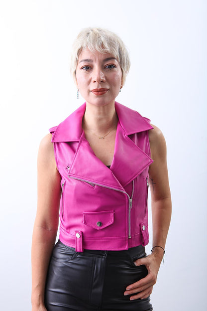 ZIPPERED LEATHER VEST