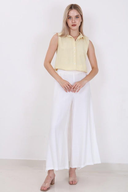 STYLISH WIDE LEG TROUSERS WITH ELASTANE BACK