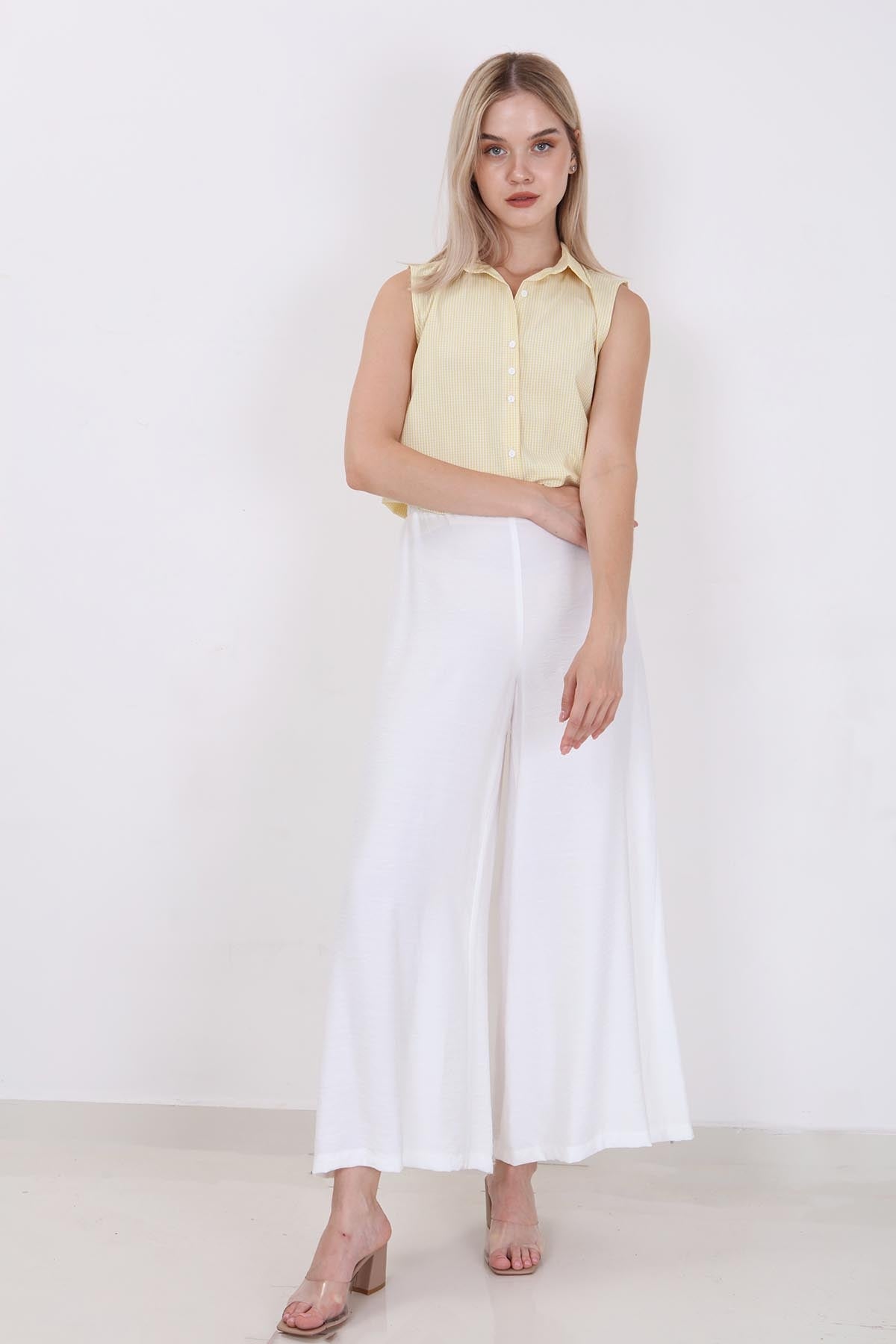 STYLISH WIDE LEG TROUSERS WITH ELASTANE BACK