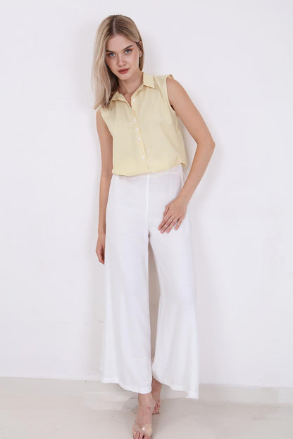STYLISH WIDE LEG TROUSERS WITH ELASTANE BACK