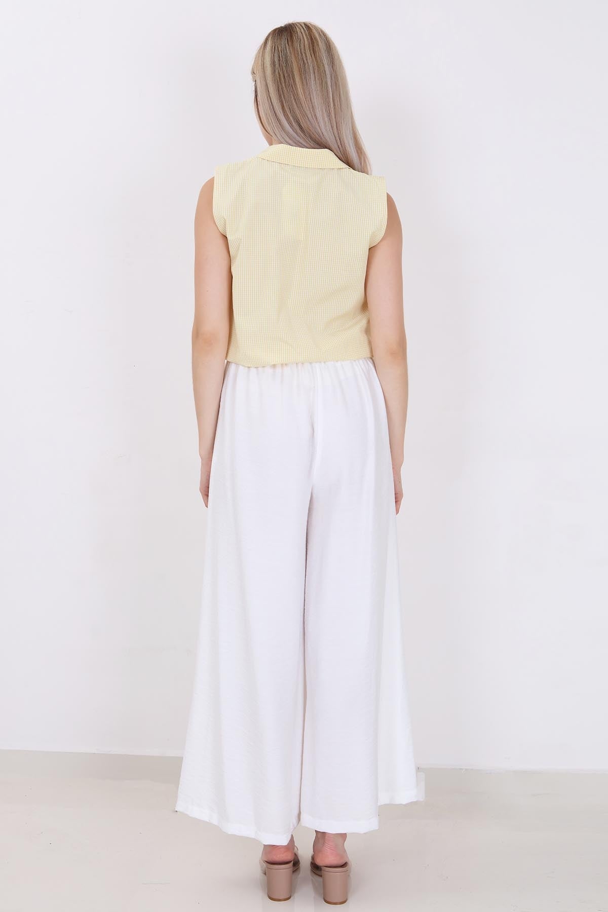 STYLISH WIDE LEG TROUSERS WITH ELASTANE BACK