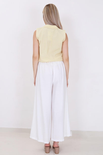 STYLISH WIDE LEG TROUSERS WITH ELASTANE BACK