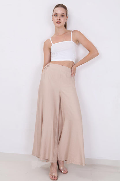 STYLISH WIDE LEG TROUSERS WITH ELASTANE BACK