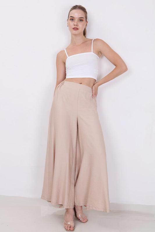 STYLISH WIDE LEG TROUSERS WITH ELASTANE BACK