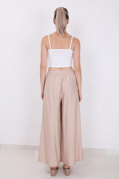 STYLISH WIDE LEG TROUSERS WITH ELASTANE BACK