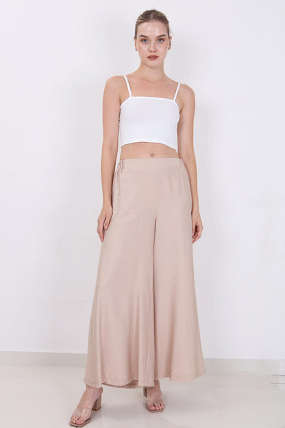 STYLISH WIDE LEG TROUSERS WITH ELASTANE BACK