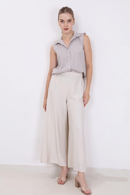 STYLISH WIDE LEG TROUSERS WITH ELASTANE BACK