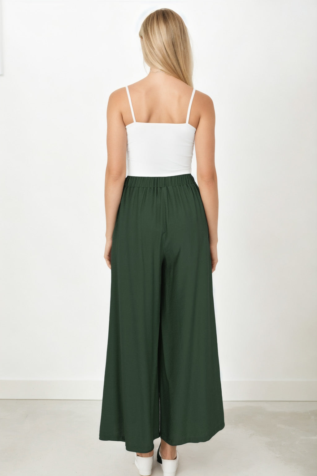 STYLISH WIDE LEG TROUSERS WITH ELASTANE BACK
