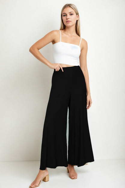 STYLISH WIDE LEG TROUSERS WITH ELASTANE BACK