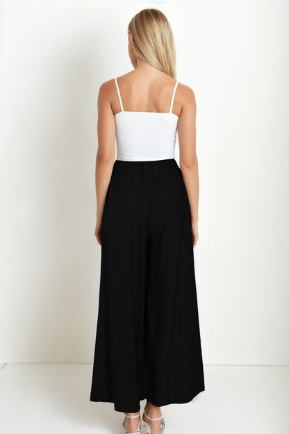 STYLISH WIDE LEG TROUSERS WITH ELASTANE BACK