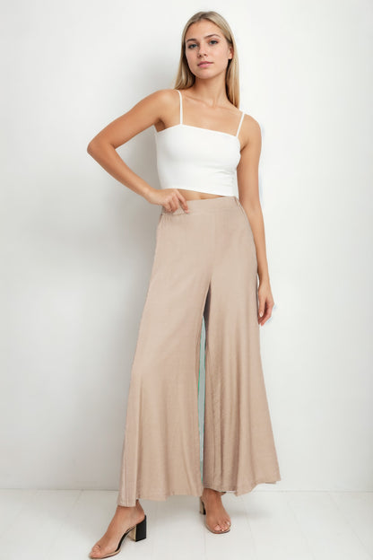 STYLISH WIDE LEG TROUSERS WITH ELASTANE BACK