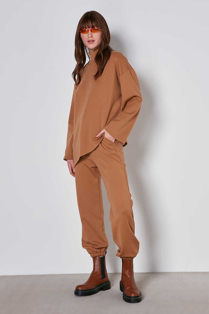 ASYMMETRICAL UPRIGHT COLLAR LOOSE FIT BLOUSE