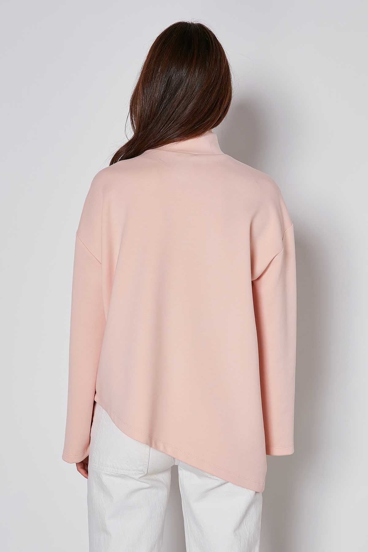 ASYMMETRICAL UPRIGHT COLLAR LOOSE FIT BLOUSE