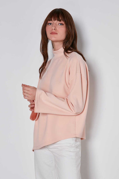 ASYMMETRICAL UPRIGHT COLLAR LOOSE FIT BLOUSE