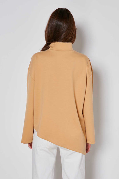 ASYMMETRICAL UPRIGHT COLLAR LOOSE FIT BLOUSE
