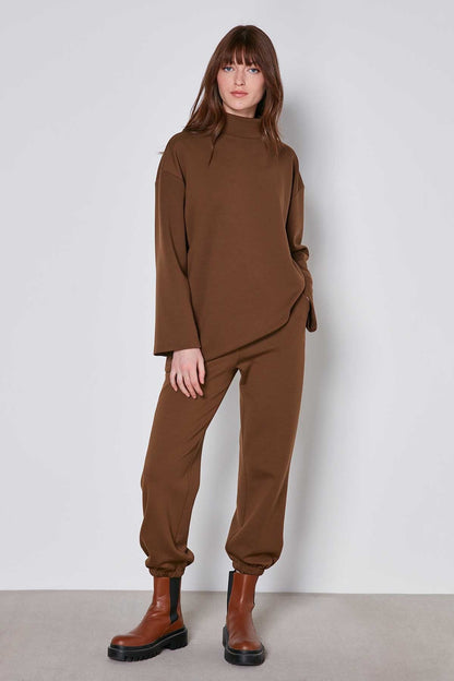 ASYMMETRICAL UPRIGHT COLLAR LOOSE FIT BLOUSE