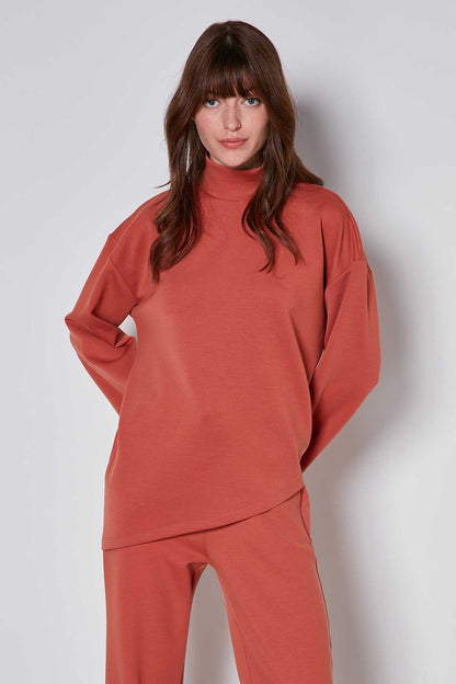 ASYMMETRICAL UPRIGHT COLLAR LOOSE FIT BLOUSE