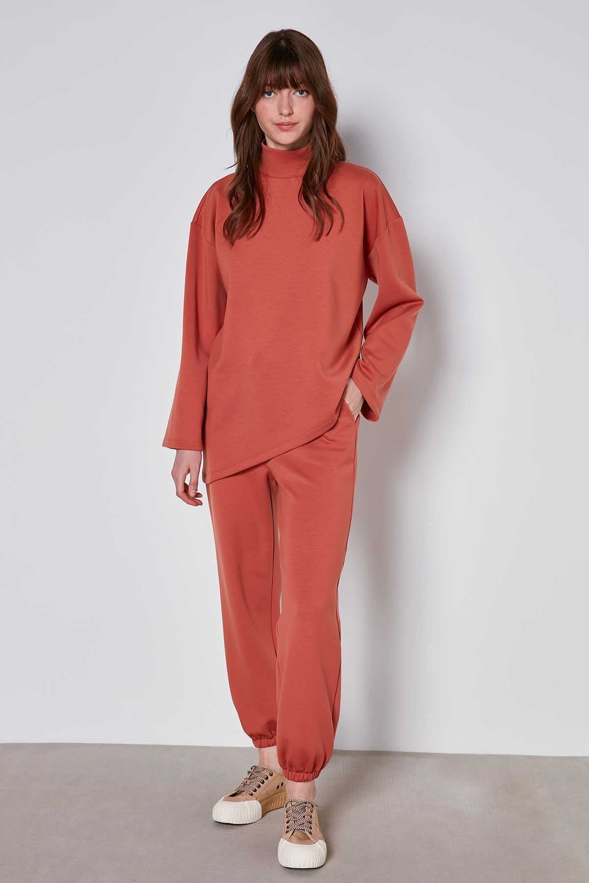 ASYMMETRICAL UPRIGHT COLLAR LOOSE FIT BLOUSE