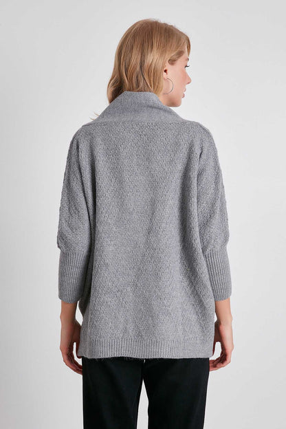 LOOSE KNITTED CARDIGAN WITH ASYMMETRIC ZIPPER